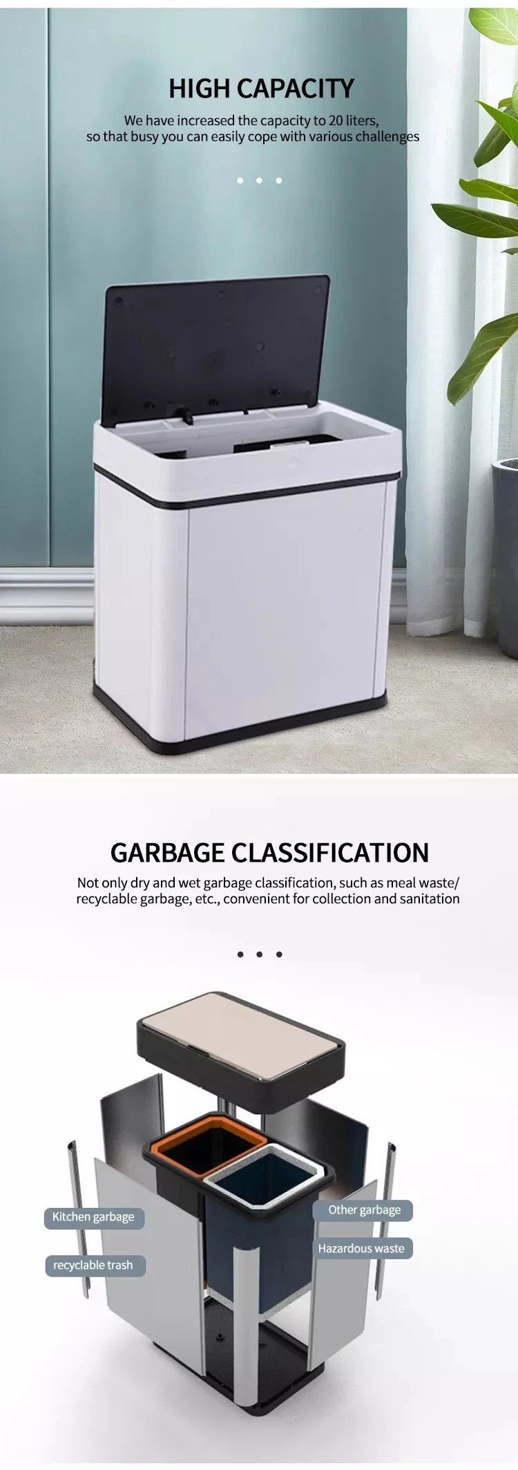Pedal/Ordinary/Automatic Square Trash Cans with DIY Self Assembly Small Space Package